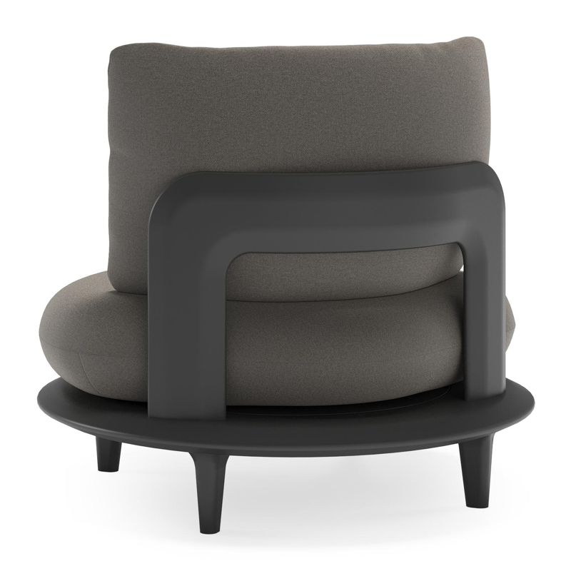 Fauteuil de jardin Bomero en aluminium noir et coussins en all weather sunbrella® luxe natte dark taupe