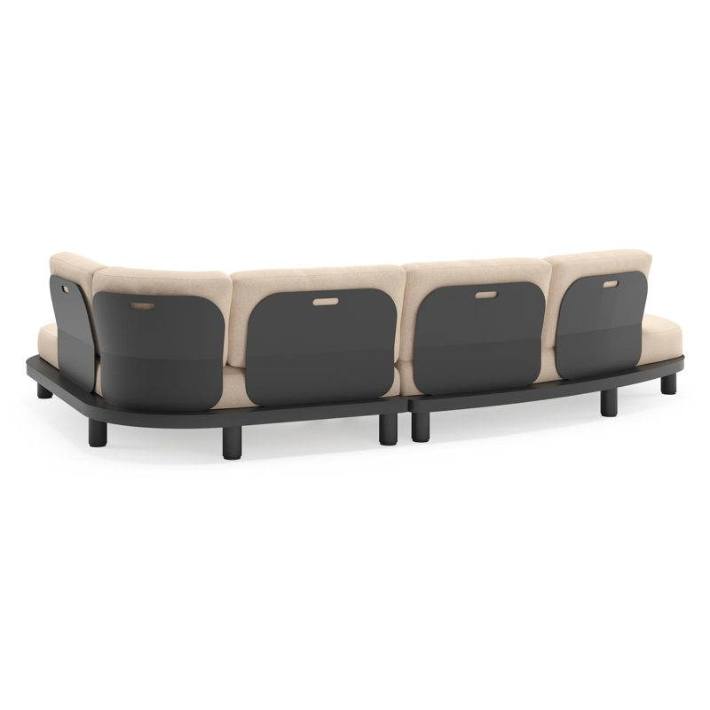 Donato loungehoek in zwart aluminium met all weather sunbrella® luxe Heritage Papyrus kussen