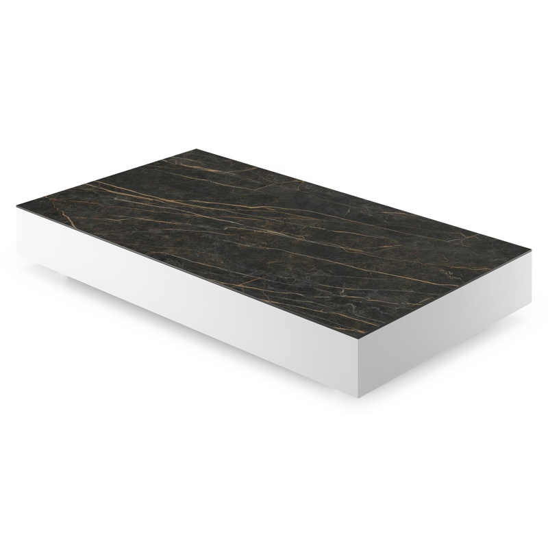 Como loungetafel rechthoekig in wit aluminium en volkeramiek Black Obsession - L 140 x B 80 x H 20 cm