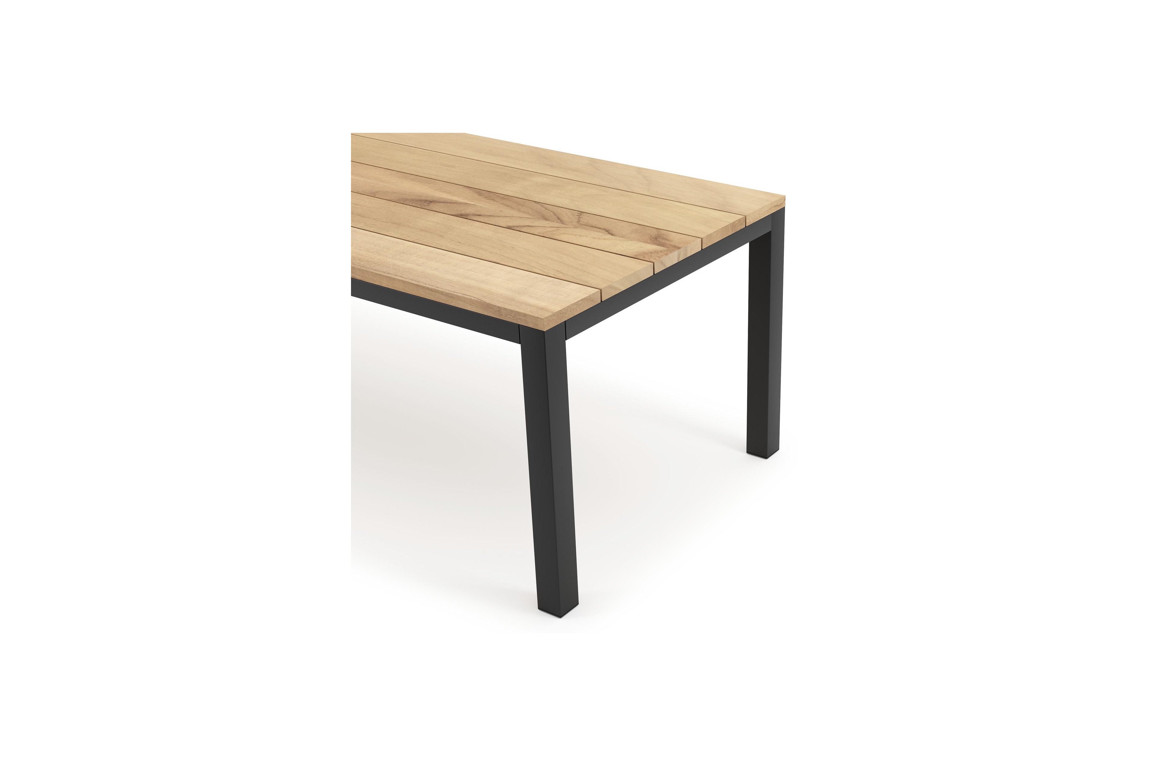 Como tuintafel in zwart aluminium en teak - L 240 x B 100 x H 75 cm