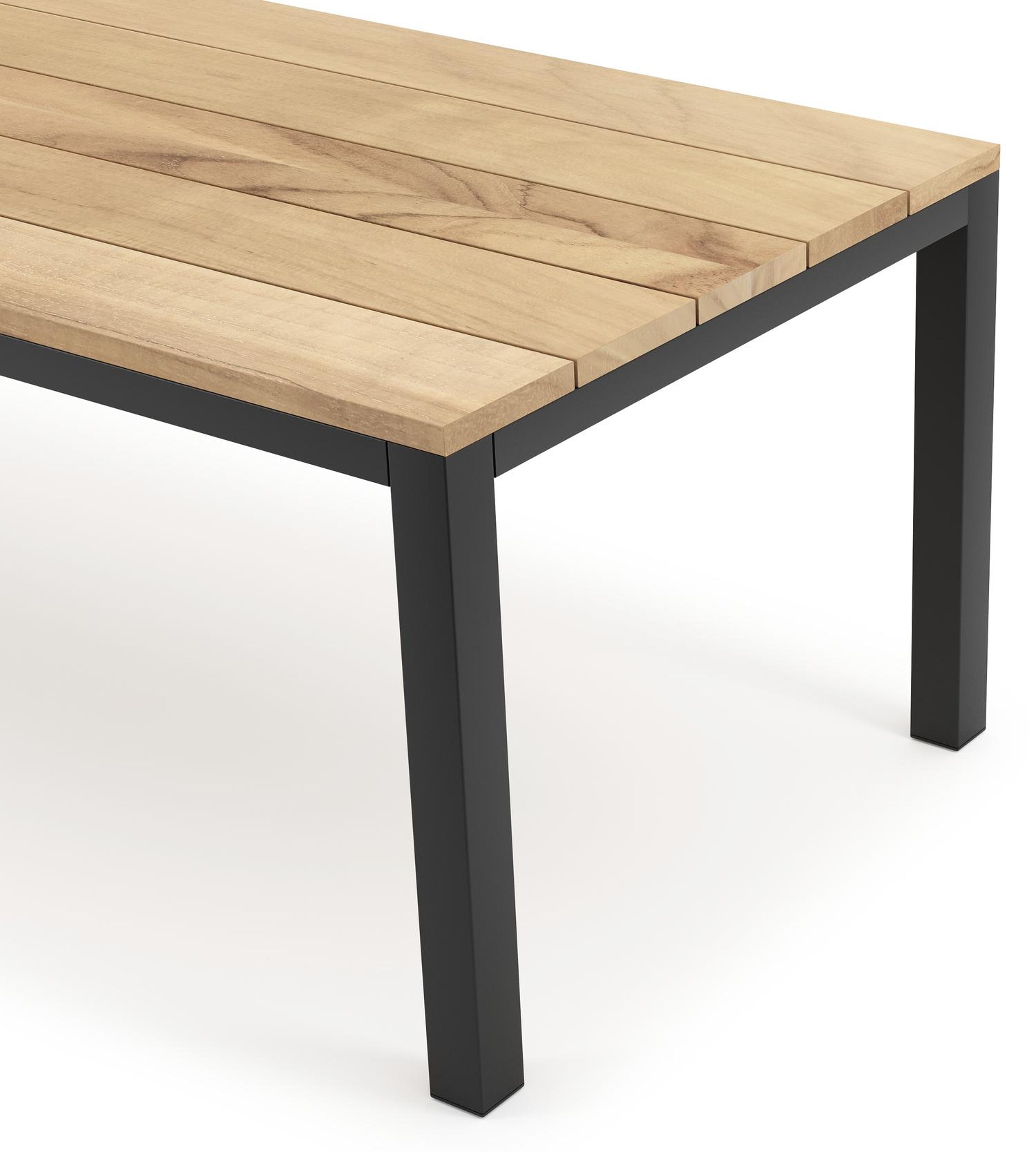 Como tuintafel in zwart aluminium en teak - L 240 x B 100 x H 75 cm