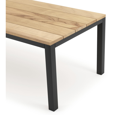 Como tuintafel in zwart aluminium en teak - L 240 x B 100 x H 75 cm