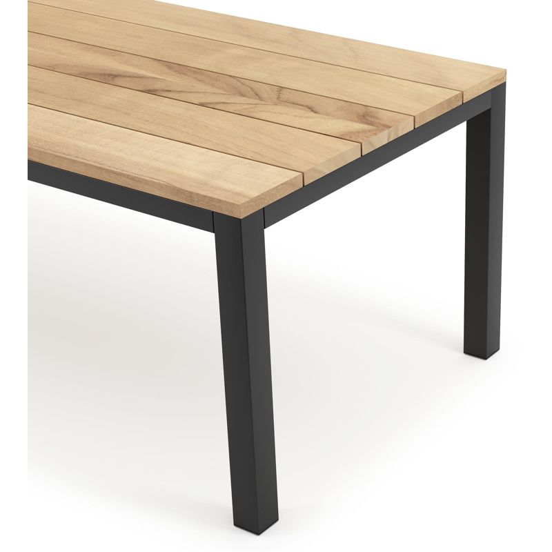 Como tuintafel in zwart aluminium en teak - L 240 x B 100 x H 75 cm