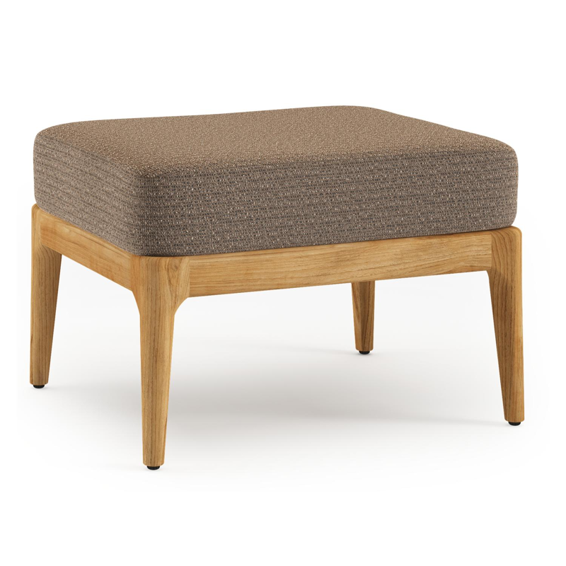 Orso poef in teak met Firenze Bamboe all weather solica kussen