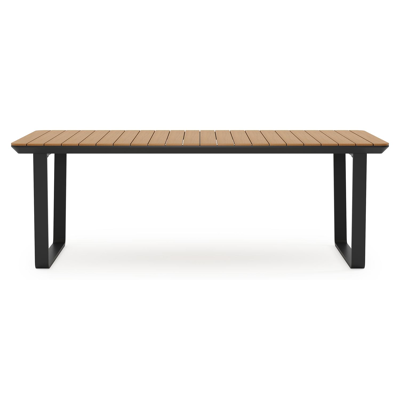 Alora tuinset in zwart aluminium en polywood tafelblad met 8 Paco tuinstoelen