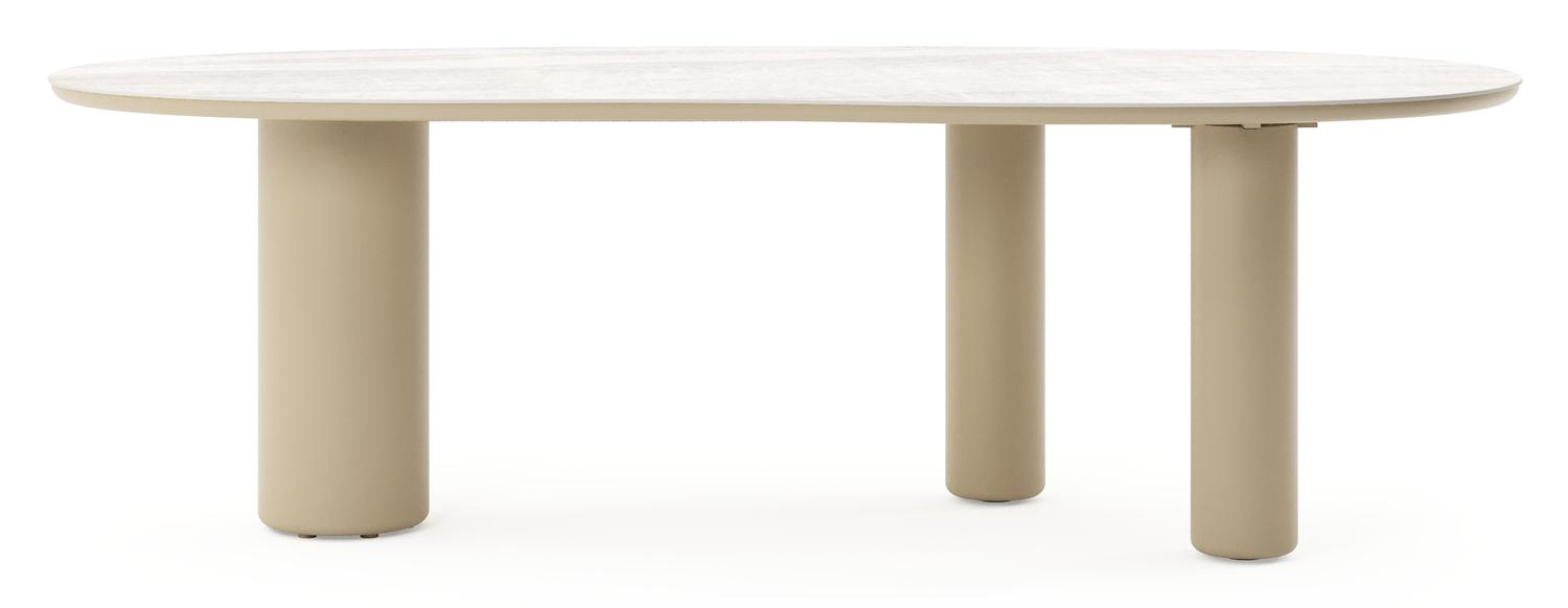 Amico tuintafel organisch in beige aluminium en volkeramiek Taj Mahal - L 240 x B 110 x H 73.5 cm