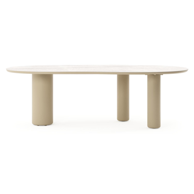 Amico tuintafel organisch in beige aluminium en volkeramiek Taj Mahal - L 240 x B 110 x H 73.5 cm