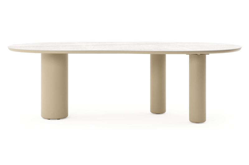 Amico tuintafel organisch in beige aluminium en volkeramiek Taj Mahal - L 240 x B 110 x H 73.5 cm