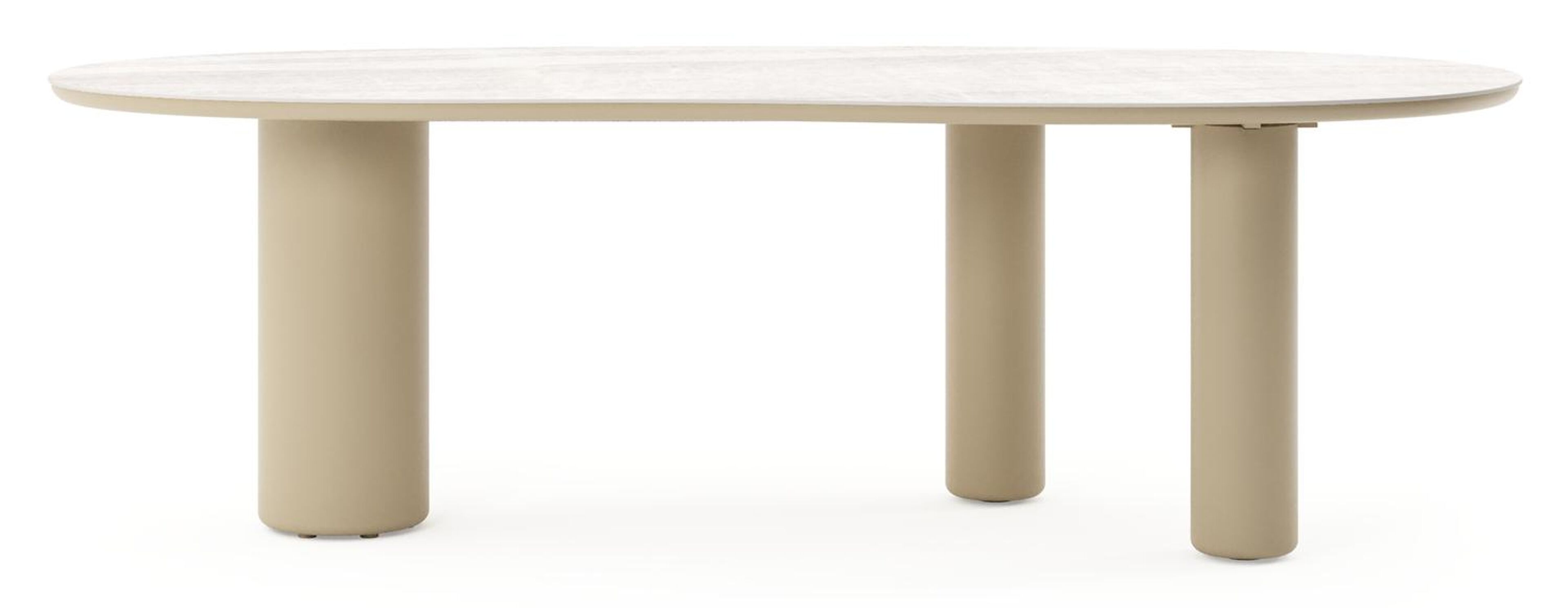 Amico tuintafel organisch in beige aluminium en volkeramiek Taj Mahal - L 240 x B 110 x H 74 cm