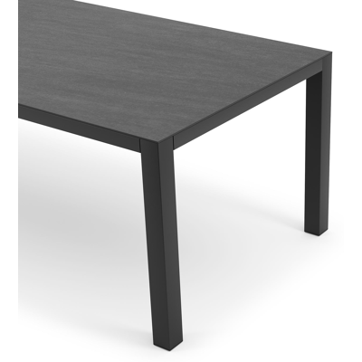 Como tuintafel in zwart aluminium en volkeramiek basalt black - L 240 x B 100 x H 75 cm