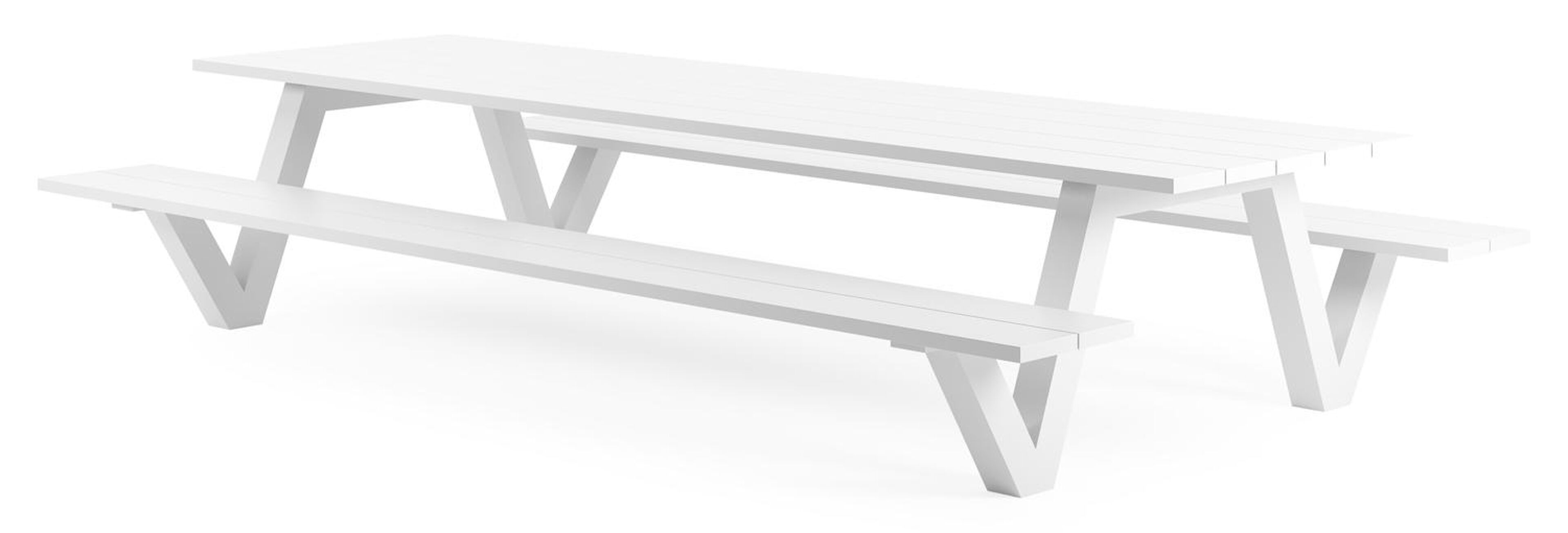 Norma picknicktafel in wit aluminium - L 360 x B 213 x H 74 cm