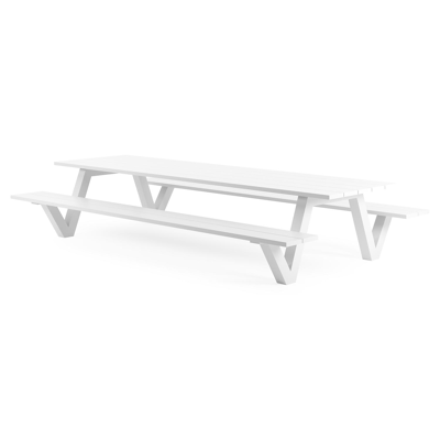 Table de pique-nique Norma en aluminium blanc - Lg 360 x Larg 213 x H 74 cm