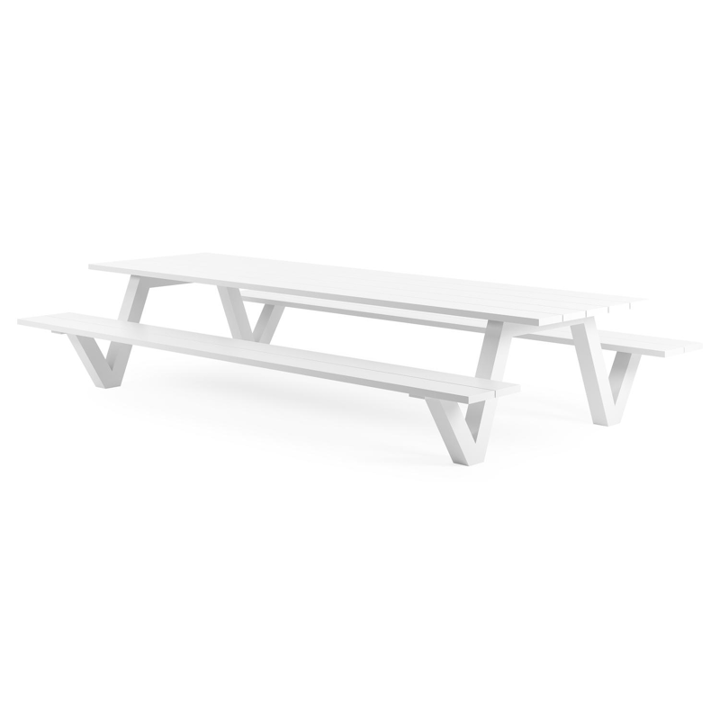Norma picknicktafel in wit aluminium - L 360 x B 213 x H 74 cm