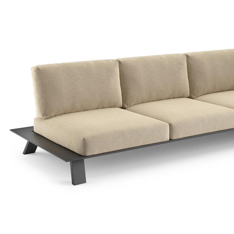 Cesano loungebank in zwart aluminium met althea camel all weather Cosytica kussen