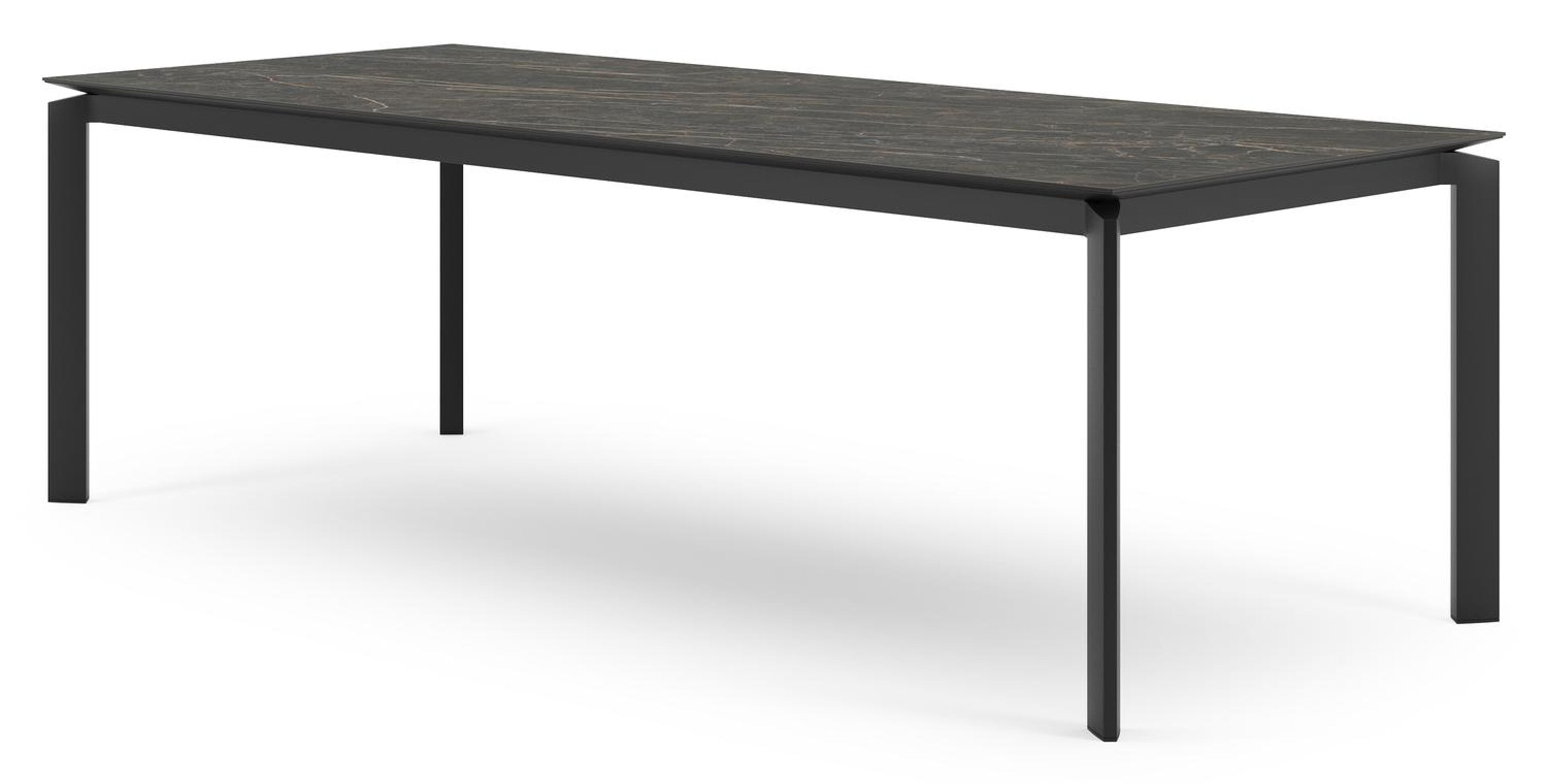Cirello tuintafel rechthoekig in zwart aluminium en volkeramiek black obsession - L 240 x B 100 x H 75 cm