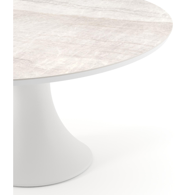 Fano tuintafel rond in wit aluminium en volkeramiek Taj Mahal - Dia. 148 x H 74 cm