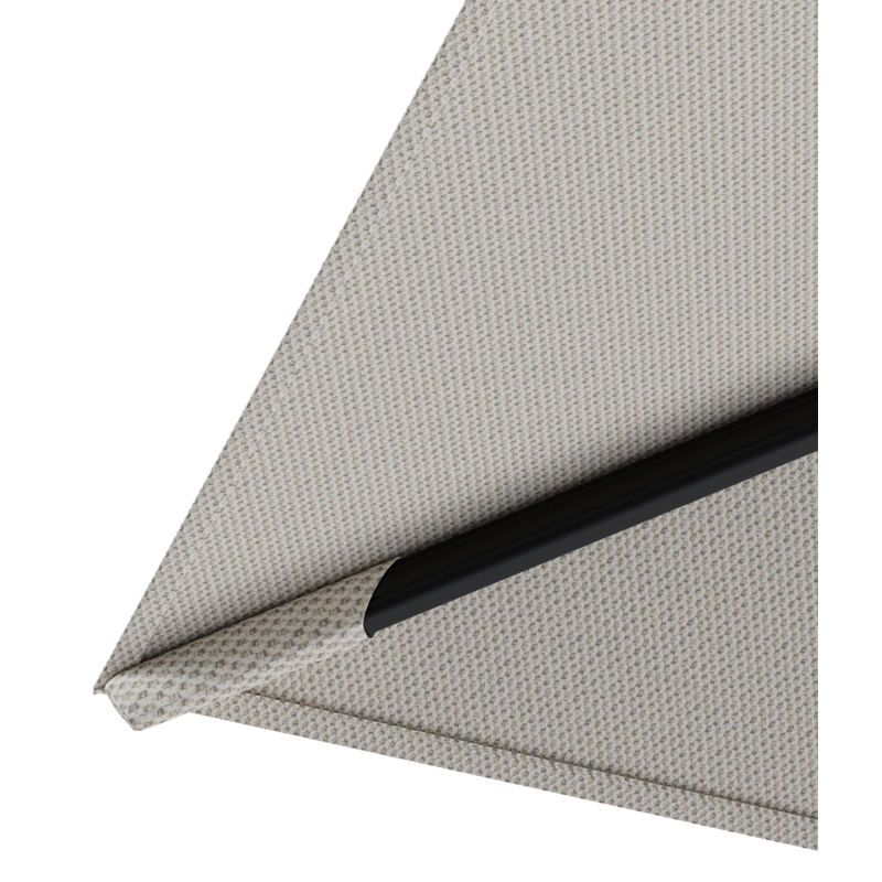 Rufina zweefparasol tiltfunctie in zwart aluminium en parasoldoek in All Weather Sunbrella® Luxe Lopi Marble  - L1 400 x L2 300 cm (zonder voet)