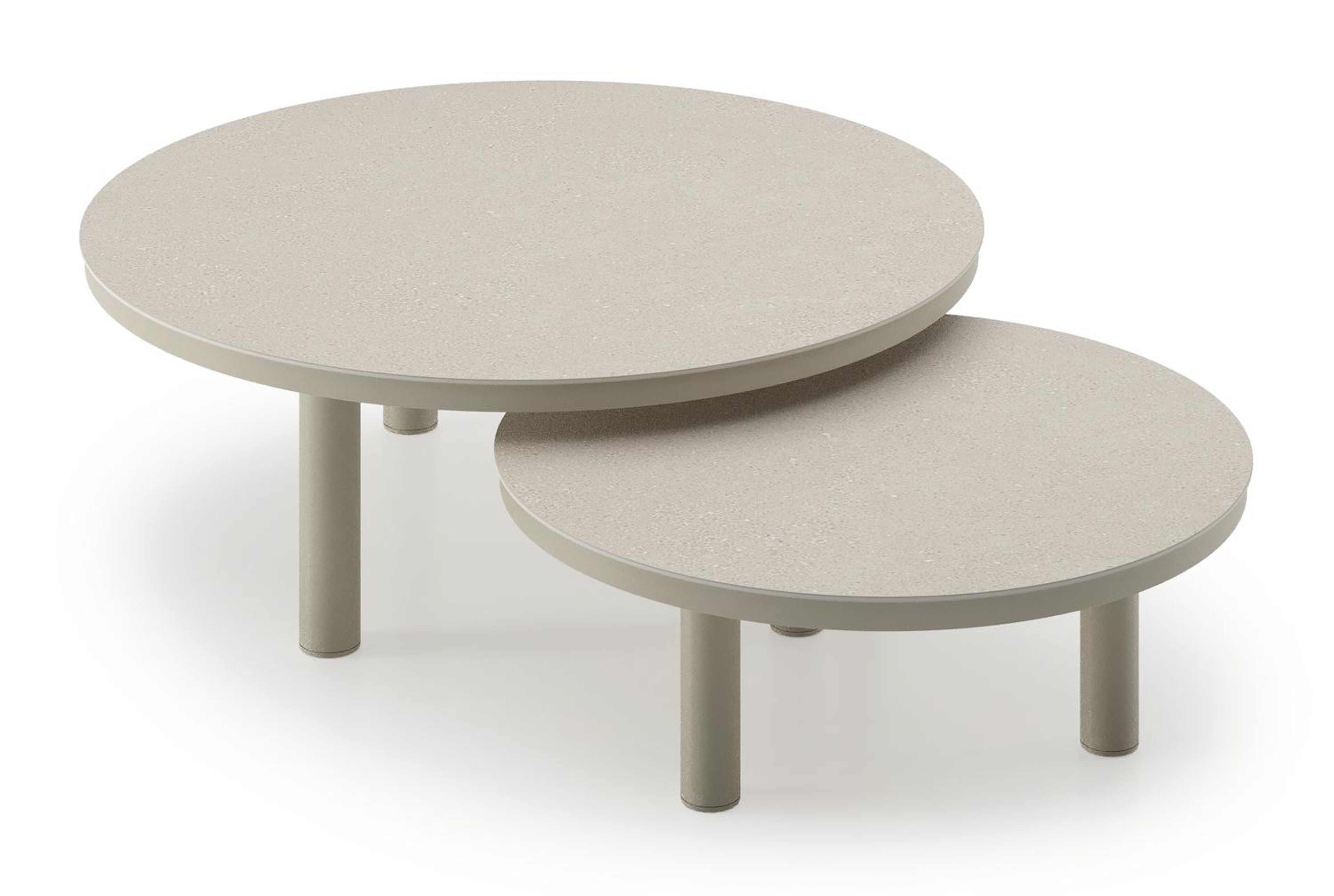Lindo loungetafel in beige aluminium en sintered stone crema minerale