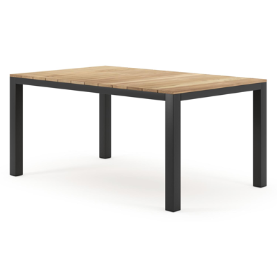 Capri tuintafel in zwart aluminium en teak - L 160 x B 100 x H 75 cm