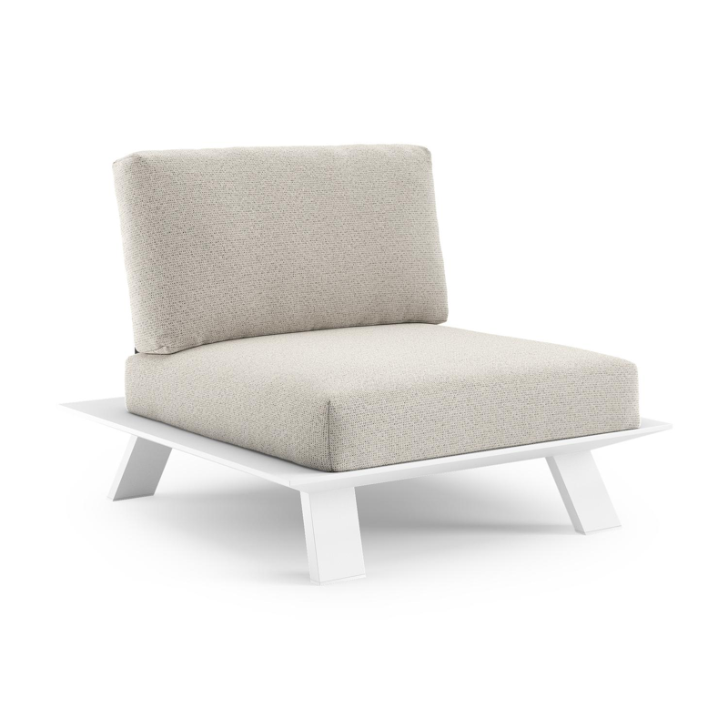 Fauteuil de jardin Cesano en aluminium blanc et coussin en all weather Solica firenze natural