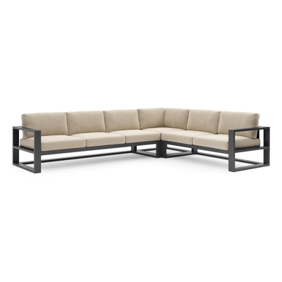 Verato loungehoek in zwart aluminium met althea chalk all weather cosytica kussen