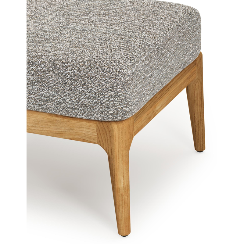 Pouf Orso en teck et coussins en all weather sunbrella® luxe Tundra Pepper