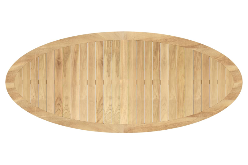 Pamplona tuintafel ovaal in wit aluminium en teak natural finish - L 270 x B 115 x H 72 cm
