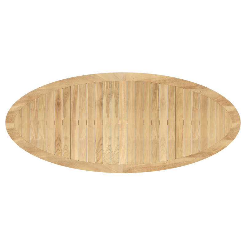 Pamplona tuintafel ovaal in wit aluminium en teak natural finish - L 270 x B 115 x H 72 cm
