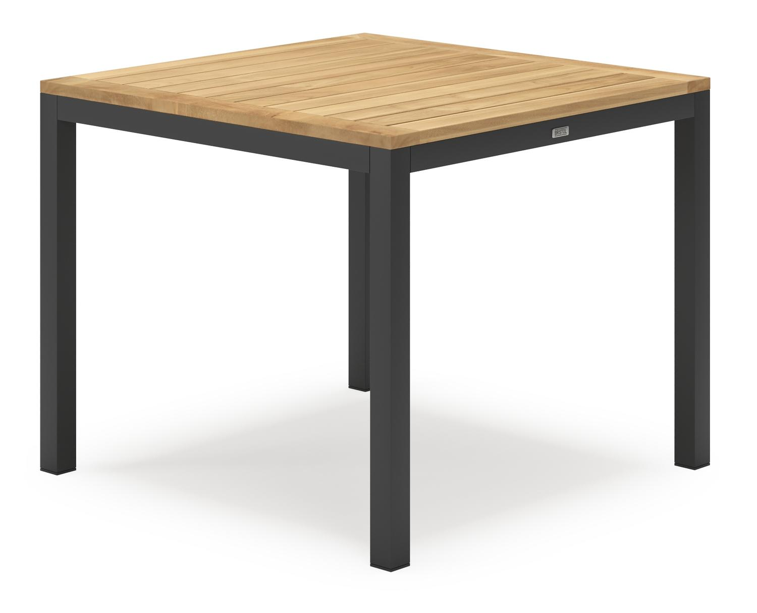 Feltro ensemble de jardin carré en aluminium noir en teck natural finish avec 4 chaises de jardin Calobra