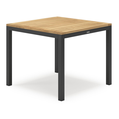 Feltro vierkante tuinset in zwart aluminium en teak natural finish met 4 Amalfi tuinstoelen