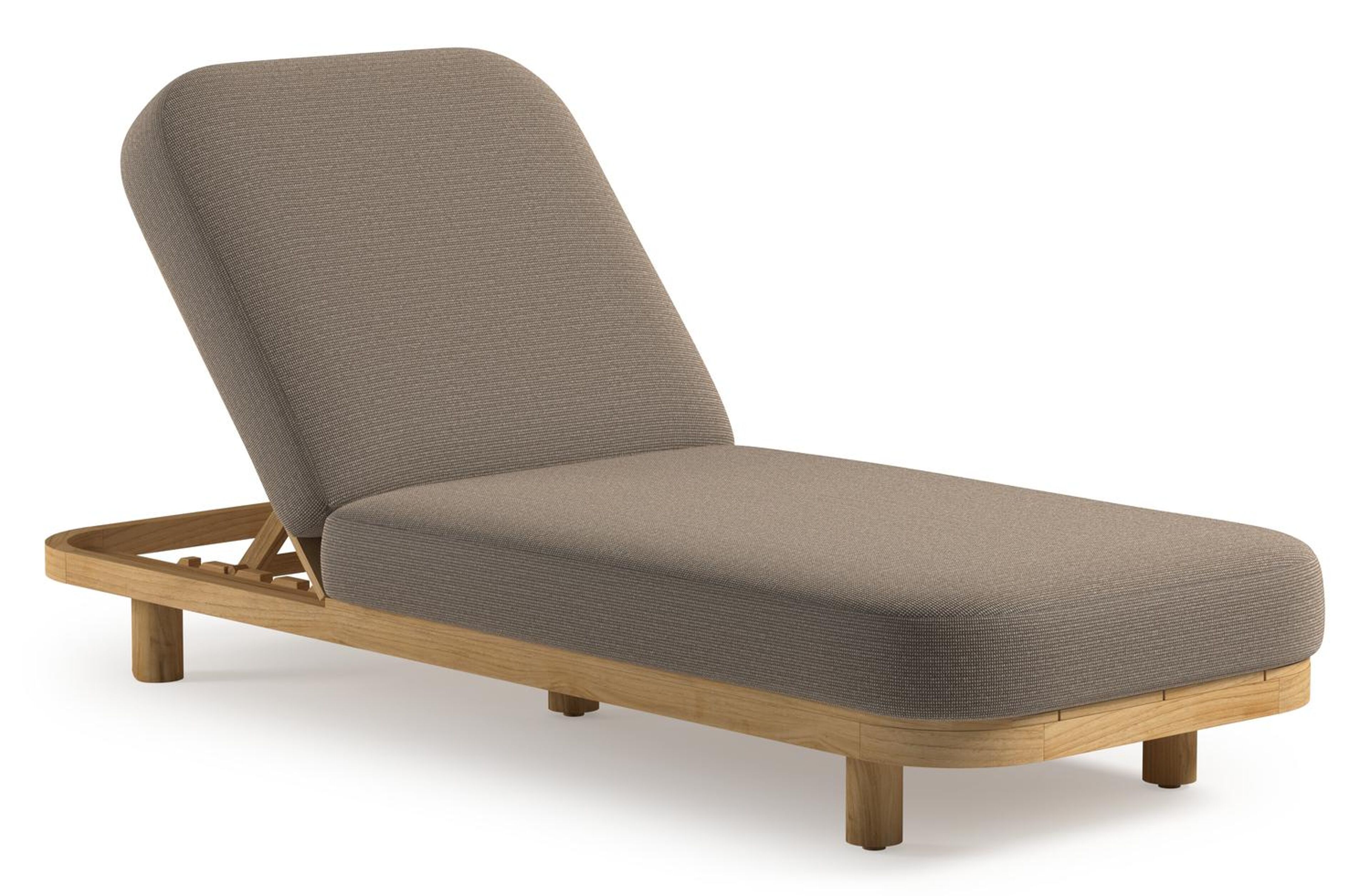 Donato verstelbaar ligbed in teak met All Weather Solica firenze earth kussen