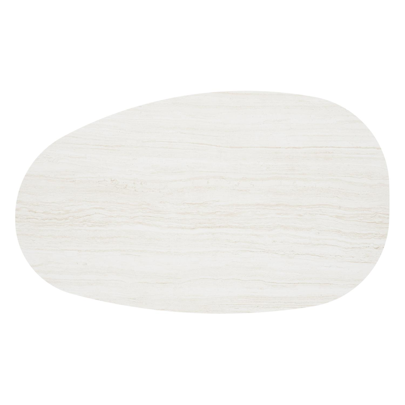 Table de basse Donato organique en aluminium beige et céramique pleine Calista - Lg. 151 x Lrg. 90 x Haut. 24.5 cm