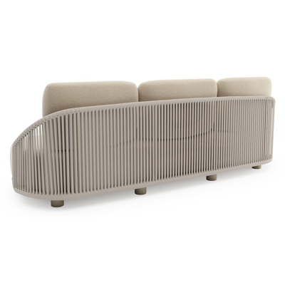 Vadelo loungebank in beige aluminium en beige verticaal geweven ronde rope met althea chalk all weather cosytica kussen