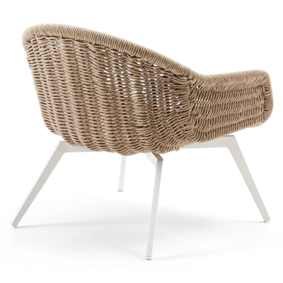 Pagino loungezetel 1-zit in wit aluminium en wicker
