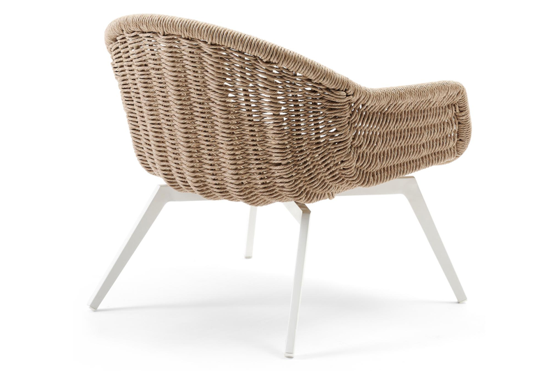 Fauteuil de jardin Pagino 1-pl en aluminium blanc et résine tressée