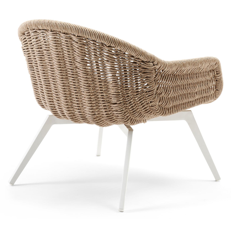 Pagino loungezetel 1-zit in wit aluminium en wicker
