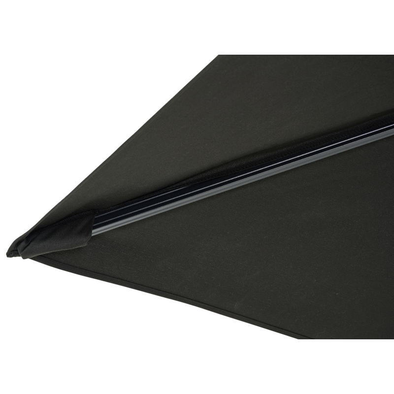 Avola zweefparasol met tiltfunctie in zwart aluminium met zwart weather+ softtouch parasoldoek - L1 200 x L2 300 cm (met voet)