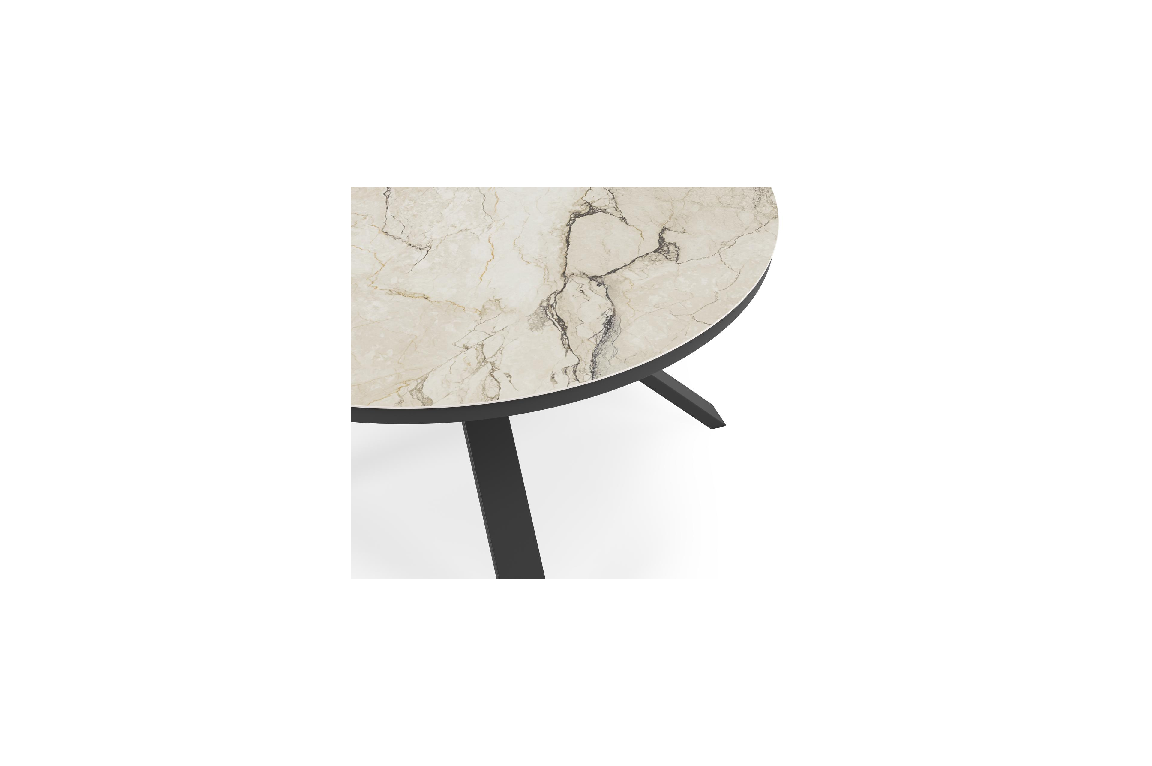 Cesano tuintafel rond in zwart aluminium en volkeramiek colorado dunes - Dia. 148 x H 73.5 cm