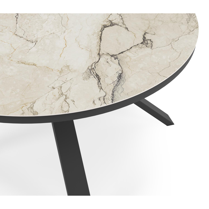 Cesano tuintafel rond in zwart aluminium en volkeramiek colorado dunes - Dia. 148 x H 73.5 cm