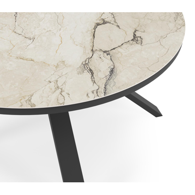 Cesano tuintafel rond in zwart aluminium en volkeramiek colorado dunes - Dia. 148 x H 73.5 cm