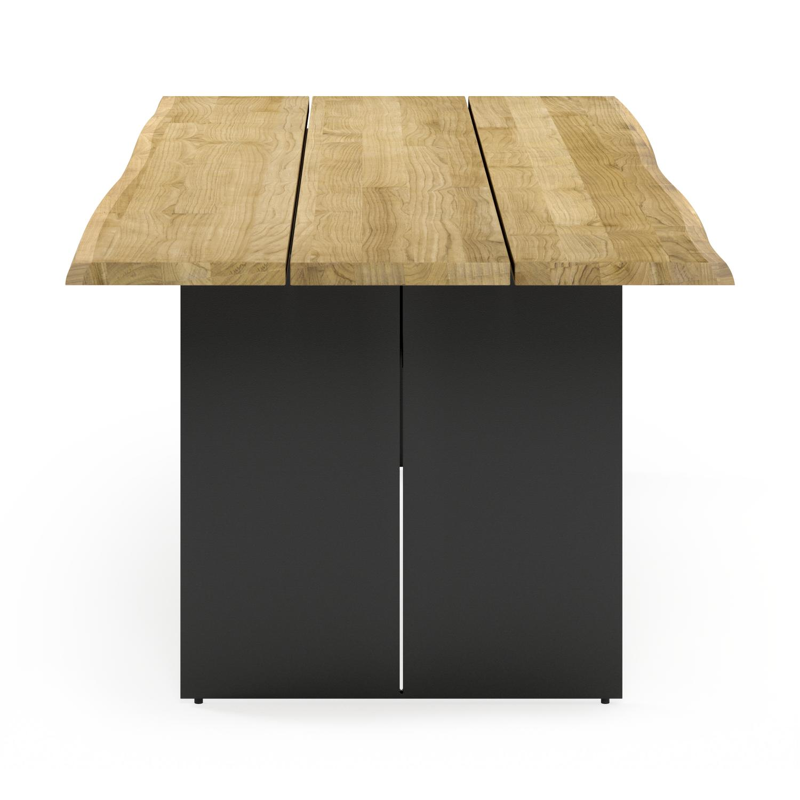 Table de jardin Portofino en aluminium noir et teck - Lg 240 x Larg. 102 x H 74,5 cm