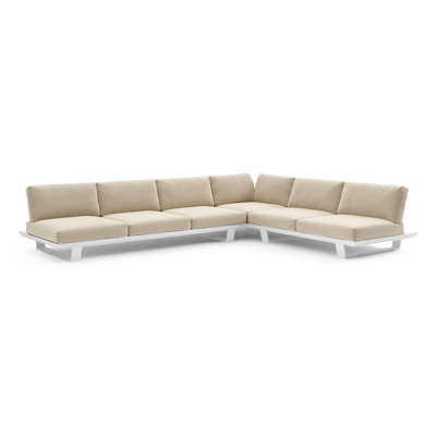 Pagino loungehoek in wit aluminium met althea chalk all weather cosytica kussen