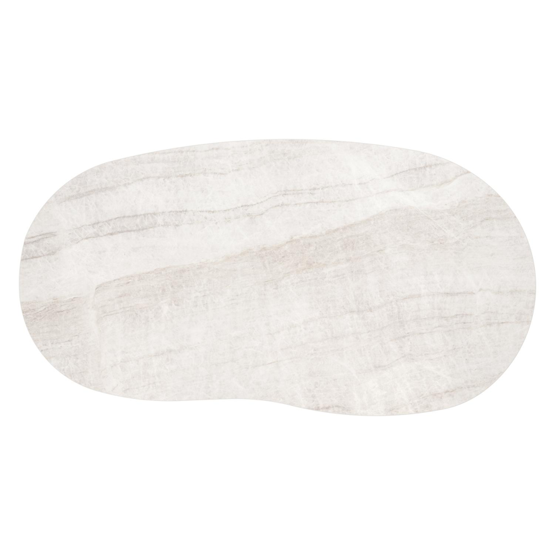 Amico loungetafel organisch in beige aluminium en volkeramiek Taj Mahal - L 170 x B 91 x H 25 cm