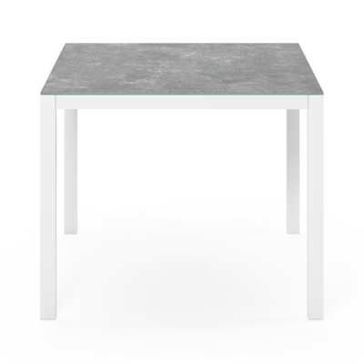 Feltro tuinset in wit aluminium en grijs keramisch glas tafelblad met 4 stapelbare Bareto tuinstoelen