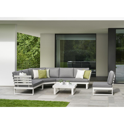 Fauteuil de jardin Rosarno pièce intermédiaire en aluminium blanc avec coussin en weather+ softtouch gris