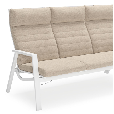 Canapé de jardin Prato en aluminium blanc avec coussin en weather+ softtouch beige