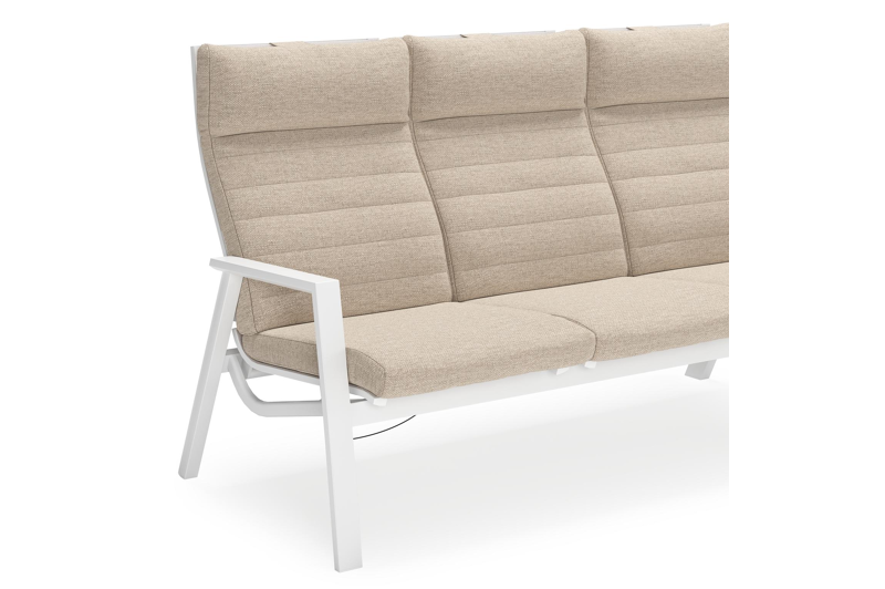 Prato loungebank in wit aluminium met beige weather+ softtouch kussen