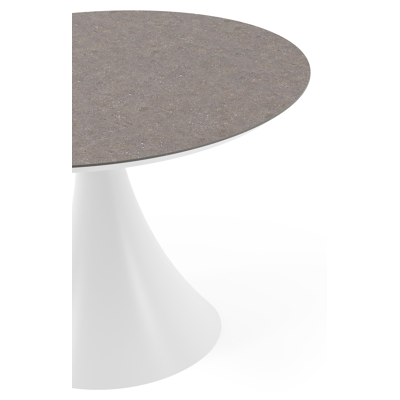 Fano tuintafel rond in wit aluminium en volkeramiek Wulong - Dia. 110 x H 75 cm