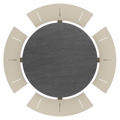 Rondino picknicktafel rond in beige aluminium en volkeramiek Basalt Black - Dia. 148 x H 71.5 cm