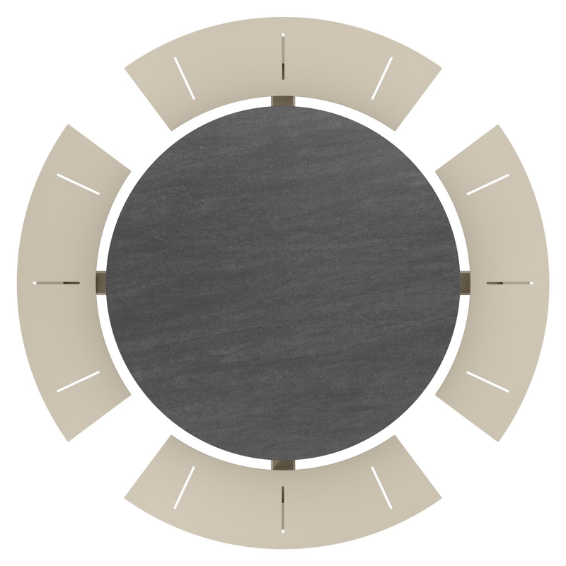 Table de pique-Rondino ronde en aluminium beige et céramique pleine Basalt Black - Diam. 148 x Haut. 71.5 cm